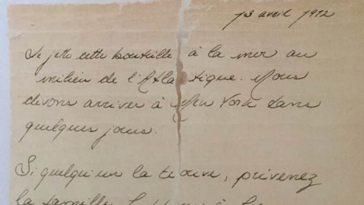 Une bouteille à la mer jetée la veille du naufrage du Titanic est réapparue